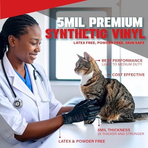 London Labs Black Synthetic Vinyl Exam Gloves Powder Free and Latex Free - Image 2