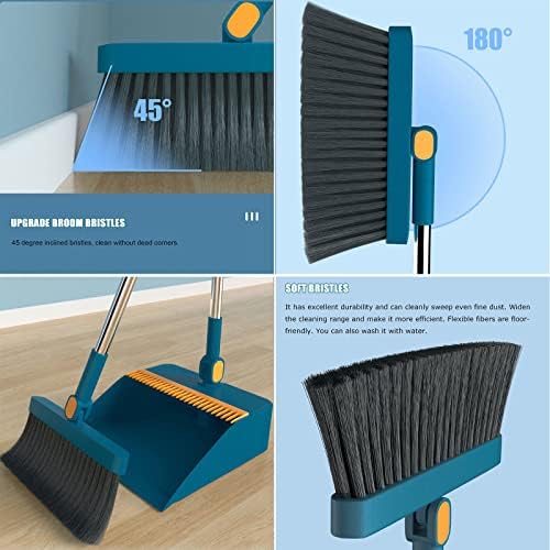 Broom and Dustpan Set for Home Folding Cleaning Tools Upright Stand Up Broom - Image 3