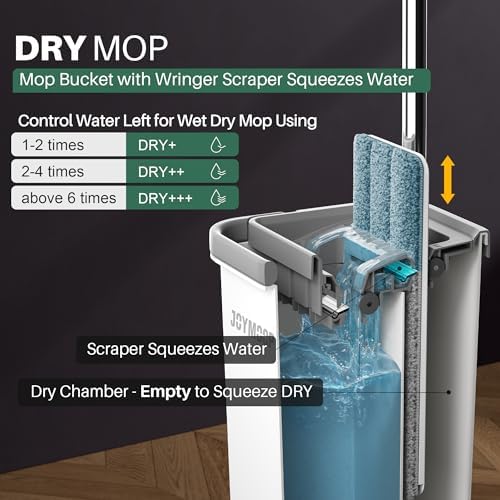 JOYMOOP Wall Mop and Bucket Set, Hands-Free Flat Floor Mop - Image 3