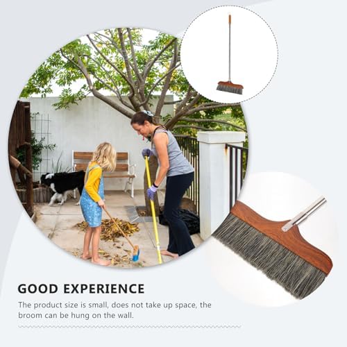 Yardwe Horse Hair Soft Bristle Broom Wooden Handle Angle Broom Floor Cleaning - Image 6