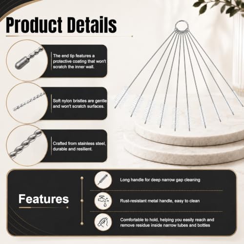 10 Pack Straw Cleaning Brushes, 10 Diameters, - Image 3