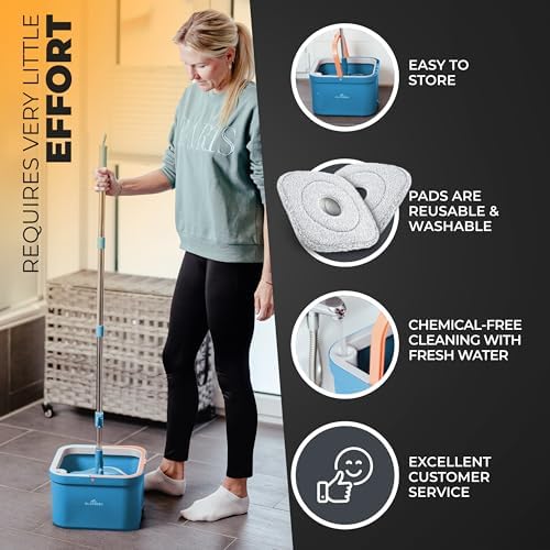 Mop and Bucket Set with Wringer, Dual-Chamber Flat Mop - Image 5