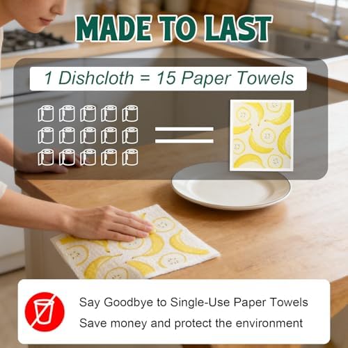 Swedish Dishcloths for Kitchen, 6 Pack Swedish Dish Cloths, Reusable Paper - Image 4