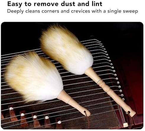 Multifunctional Cleaning Brush Duster, Wooden Handle Lambswool Duster - Image 6