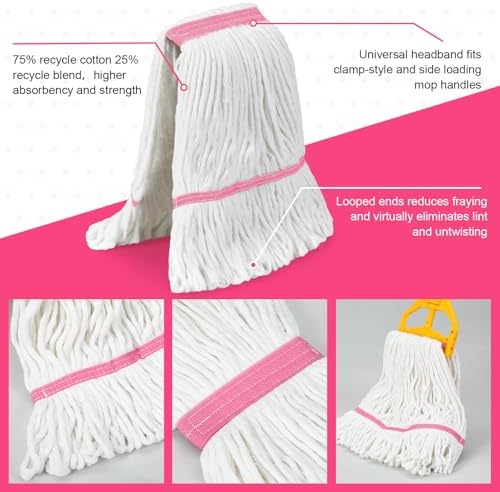 Eccliy 6 Pack Mop Heads Replacement 18 Oz Loop End - Image 3