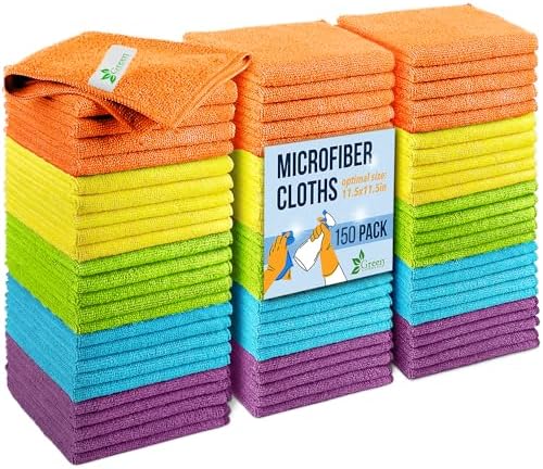 GREEN LIFESTYLE Microfiber Cleaning Cloth 11.5" x 11.5" 150 Pack by GreenLifeStyle