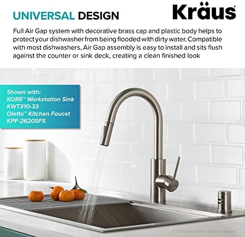 KRAUS Dishwasher Air Gap in Spot Free All-Brite™ Stainless Steel - Image 2