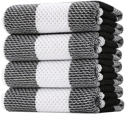 Homaxy 100% Cotton Plaid 4 Pack Kitchen Towels by Homaxy