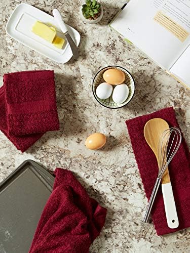 DII Basic Terry Collection Waffle Dishtowel Set, Solid Wine, 4 Piece - Image 6