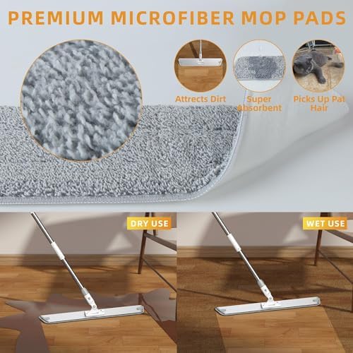 Flat Microfiber Mop for Floor Cleaning, 23.6 Inch Extra-Wide Aluminum Base Mop - Image 4
