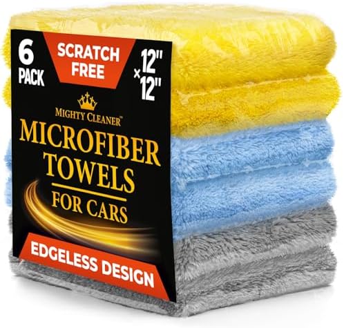 Edgeless Microfiber Car Towels – 6pk – Soft & Scratch-Free Towels by MightyCleaner