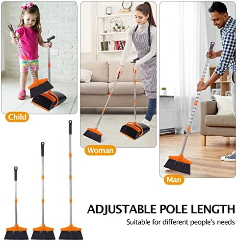 Broom and Dustpan Set, 54.72" Long Handle, Standing Dustpan - Image 4