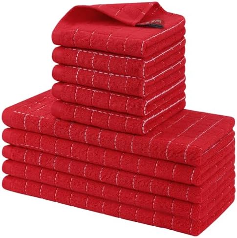 Homaxy Cotton Terry Kitchen Towels and Dishcloths Set of 10 by Homaxy