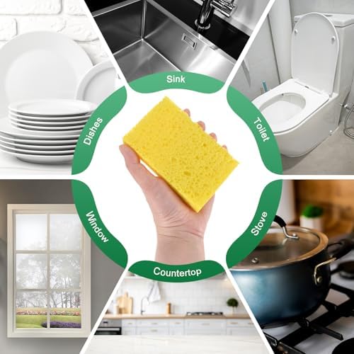 M METERXITY 6-Pack Kitchen Sponges, Condense Eco Cellulose Non-Scratch Scrub - Image 6