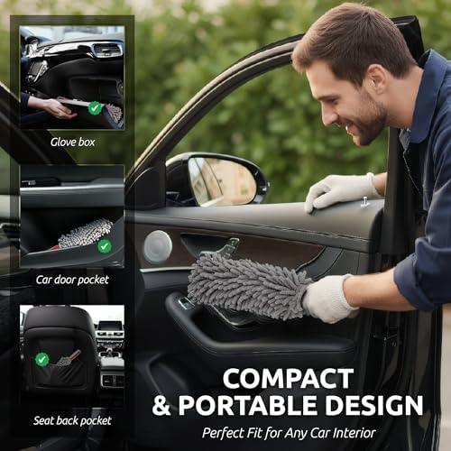 TAKAVU Car Duster Interior, 360° Microfiber Fingers, Lint & Scratch Free - Image 4