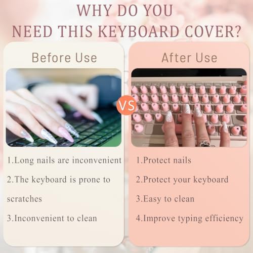 Keyboard Cover for Long Nails, Acrylic Gel Nails - Image 5