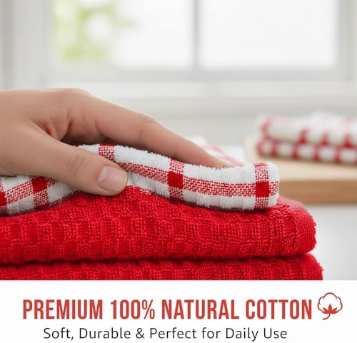GOLD TEXTILES Kitchen Towels 12 Pack Premium 100% Cotton Dish Towels - Image 2