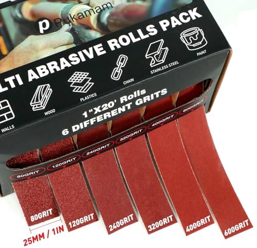 6 PCS Emery Cloth Roll 80-600 Grit 1" x 19.7' - Image 2