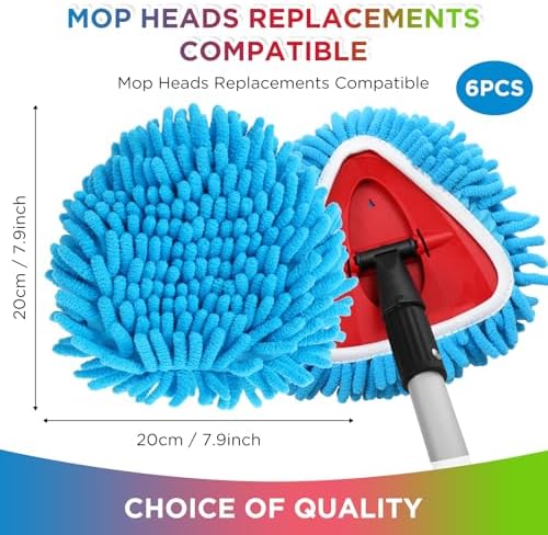 Baderke 6 Pack Chenille Duster Replacement Mop Heads Refills - Image 2