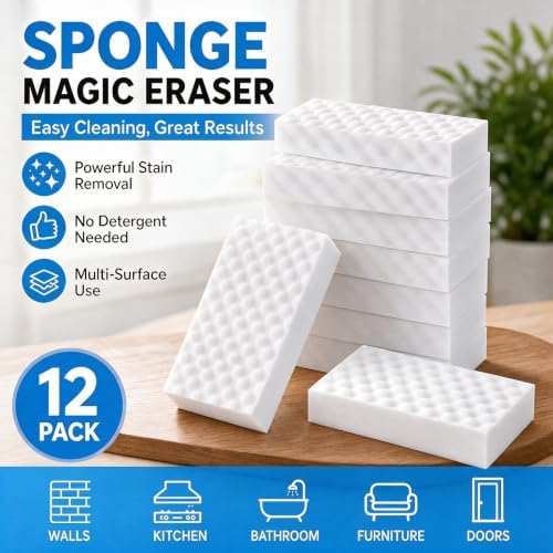 Waffle-Textured Magic Eraser Sponges, High-Density Melamine, 50 Pack - Image 4