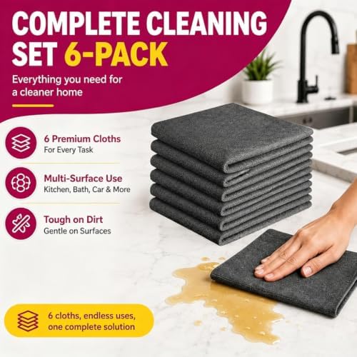 2026 New Upgrade Magic Cleaning Cloth 6Pcs, Thickened Large-Sized 12 * 16IN - Image 4