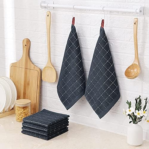 Homaxy 100% Cotton Terry Kitchen Dish Cloths, 12 Pack, Dark Grey - Image 6