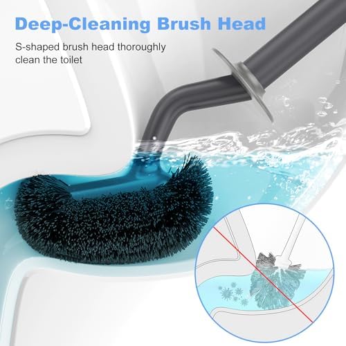 HAMITOR Toilet Bowl Brush Holder Set: Curved Design - Image 2