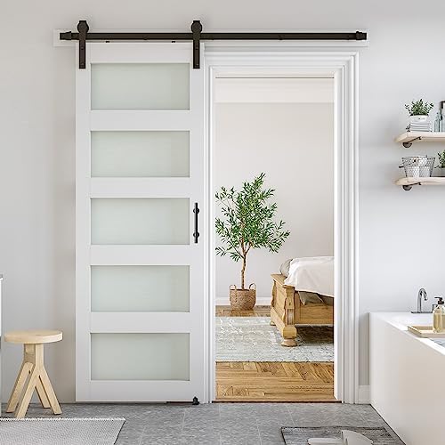 SMARTSTANDARD 32 x 84 in Glass Barn Door by SMARTSTANDARD