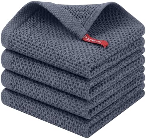 Homaxy 100% Cotton Waffle Weave Kitchen Dish Cloths, Dark Grey by Homaxy