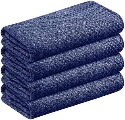 Waffle Weave Dish Towels 4 Pack, 16x26 Inches, Quick Dry Towels by SoftopiaCotton