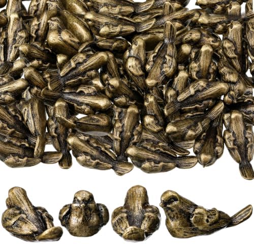 50 Pcs Mini Sparrow Figurines Miniature Brass Color Bird Statue by Unknown