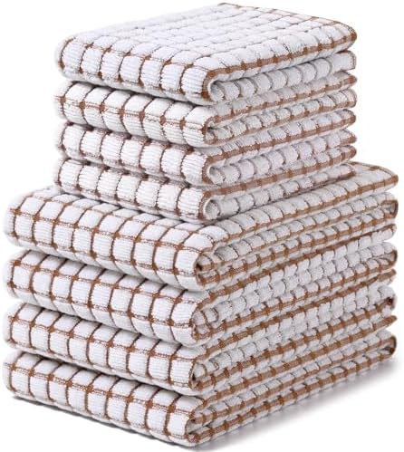 Homaxy Cotton Terry Kitchen Towels and Dishcloths Set of 8 by Homaxy
