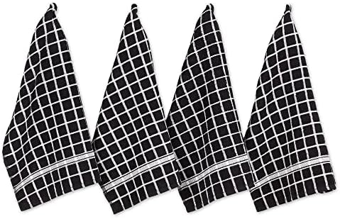 DII Basic Terry Collection Windowpane Dishtowel Set, 4 Piece by DII