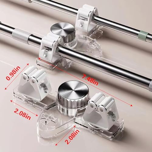 4 Pack Broom Holder Mop Hanger, No Drill Suction Cup Adjustable Organizer - Image 6