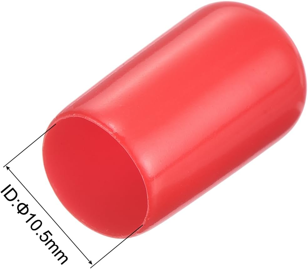 uxcell 20pcs Rubber End Caps 10.5mm ID Vinyl Round Tube Bolt Cap Cover Thread Protectors Red