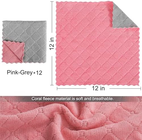 12 Pack Kitchen Dish Towels, 12x12 Microfiber Cleaning Cloths - Image 2