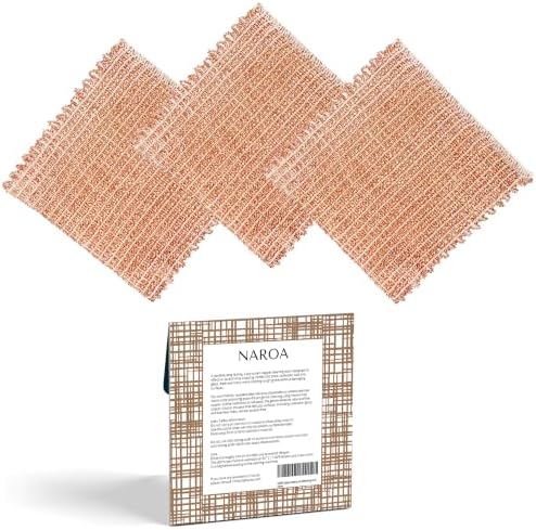 Naroa Copper Scrubbing Pads 3 Pack | 2-Ply Non-Abrasive Metal Mesh Scrubber | by Naroa