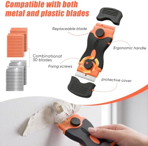 2 Pack Double-Ended Razor Blade Scraper, 30 Blades - Image 3
