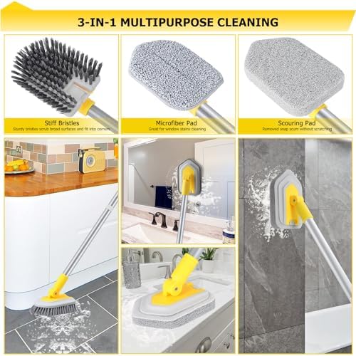Bathtub Cleaning Brush Long Handle, Shower Bathroom Cleaner Brush Scrubber - Image 2