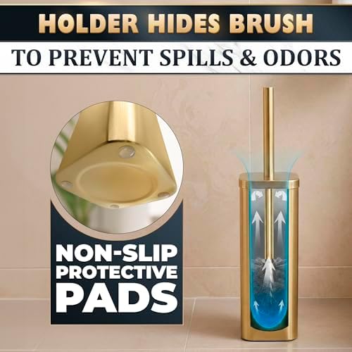 Gold Toilet Brush and Holder Set, Detachable Long Handle - Image 5