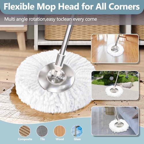 Replaceable Handle for Rotating mop, 360° Rotation Adjustment, Wet Dusting Mop - Image 4