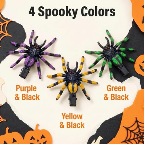 8PCS Halloween 3D Spider Shape Hair Clips, Horror Theme Hair Barrettes - Image 5