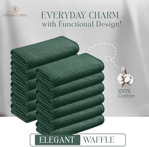 Forest Green Kitchen Towels – Waffle Weave, 100% Cotton, Soft & Absorbent - Image 7