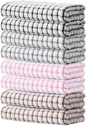 Kitinjoy Cotton 8 Pack Terry Kitchen Towels, Mix Color by Kitinjoy