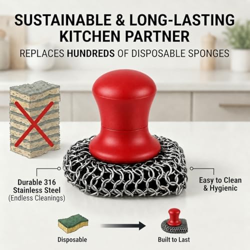 Cast Iron Scrubber and Scraper | 316 Chainmail Scrubber - Image 5