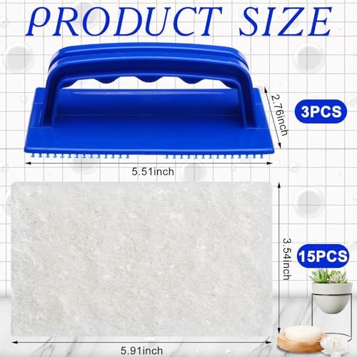 Maxdot 18 Pcs Handled Bath Scrubber Sponge Scrub Pad - Image 2