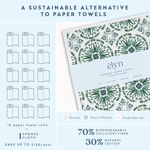 ELYN Swedish Dishcloths, Reusable & Washable Sponge Cloths, Absorbent Cleaning - Image 3