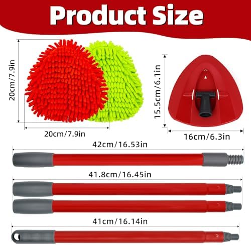 6 Packs Mop Head Replacements & 4-Section Spin Mop Handles - Image 2