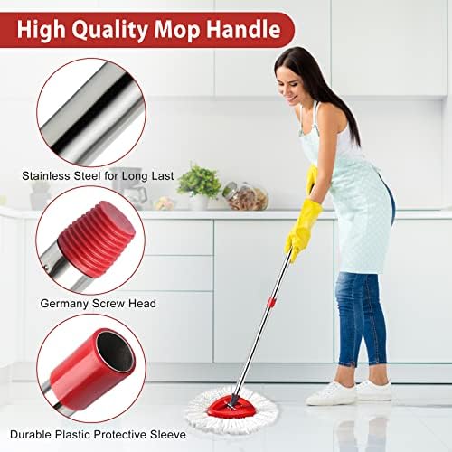 4-Section Spin Mop Replacement Handle- 2.5-5 Foot Mop Replacement Stick Only - Image 6