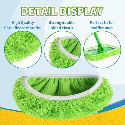 8 Pack Chenille Mop Pads, Reusable Microfiber Mop Refills - Image 3